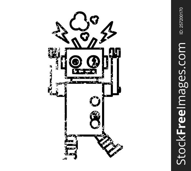 malfunctioning robot distressed icon symbol