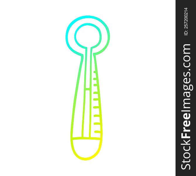 cold gradient line drawing of a cartoon medical thermometer
