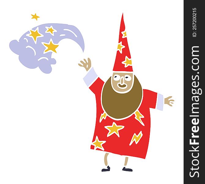 Cartoon Doodle Wizard Casting Spell