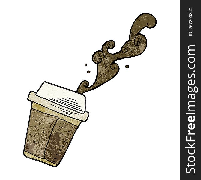 freehand textured cartoon spilling coffee. freehand textured cartoon spilling coffee