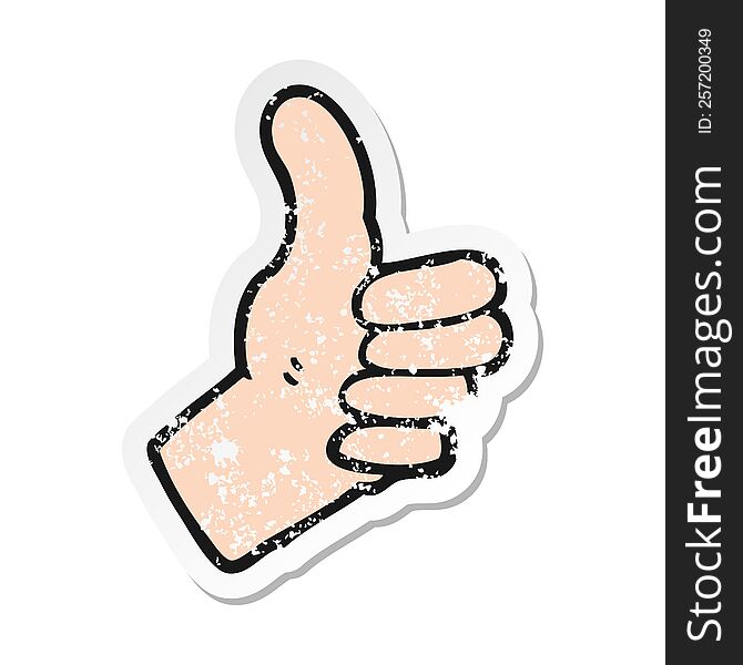 Retro Distressed Sticker Of A Cartoon Thumbs Up Sign