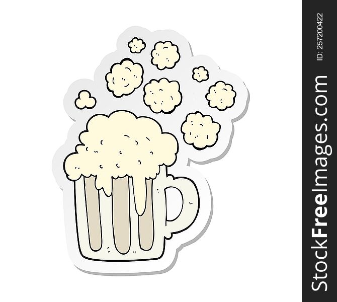 sticker of a cartoon foamy beer