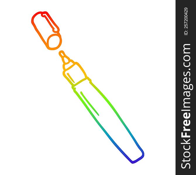rainbow gradient line drawing of a cartoon permanent marker