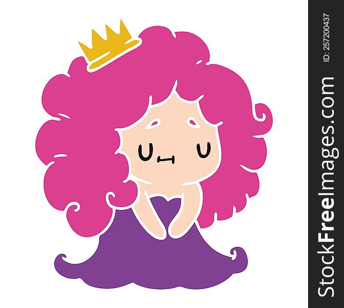 cartoon illustration of a cute kawaii princess girl. cartoon illustration of a cute kawaii princess girl