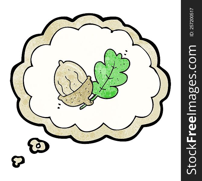 freehand drawn thought bubble textured cartoon acorn
