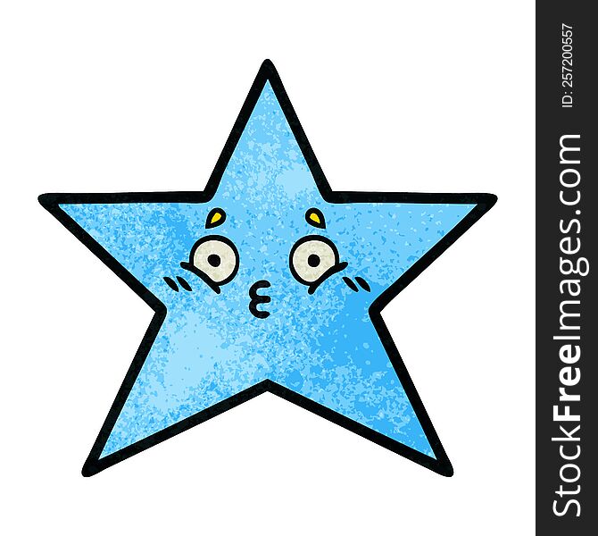 Retro Grunge Texture Cartoon Star Fish