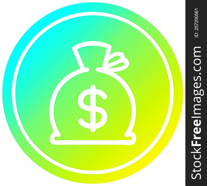 sack of money circular icon with cool gradient finish. sack of money circular icon with cool gradient finish