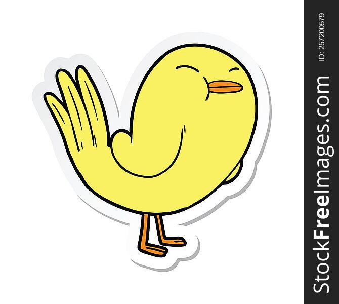 Sticker Of A Cartoon Bird