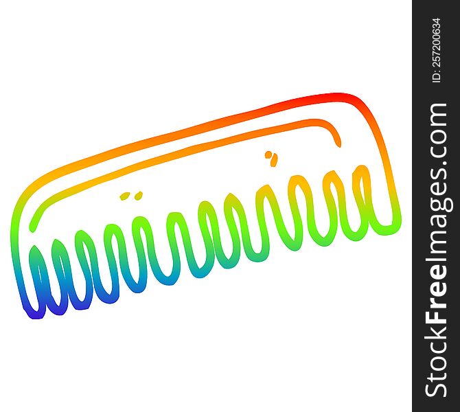 rainbow gradient line drawing of a cartoon hair comb
