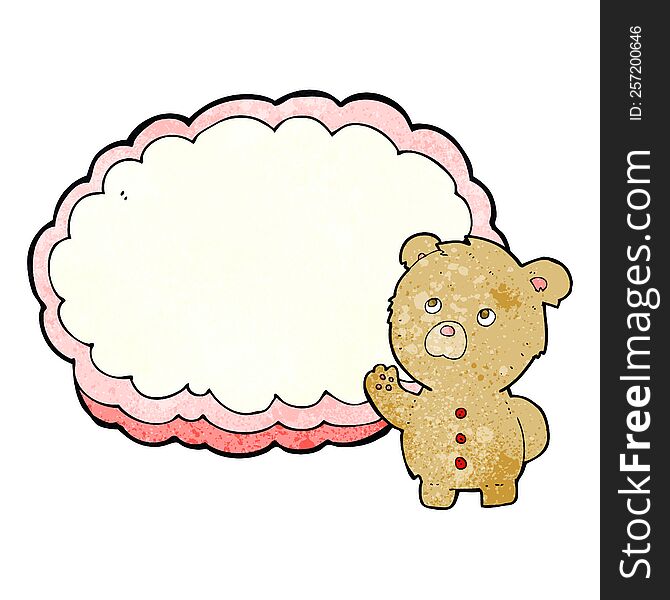 Cartoon Teddy Bear With Text Space Cloud