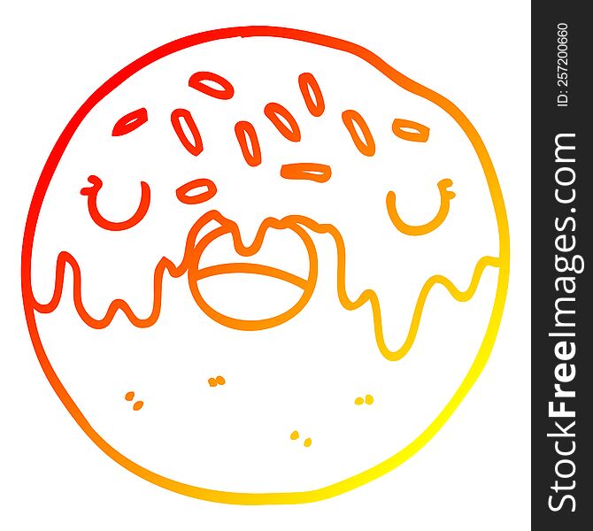 Warm Gradient Line Drawing Cartoon Donut