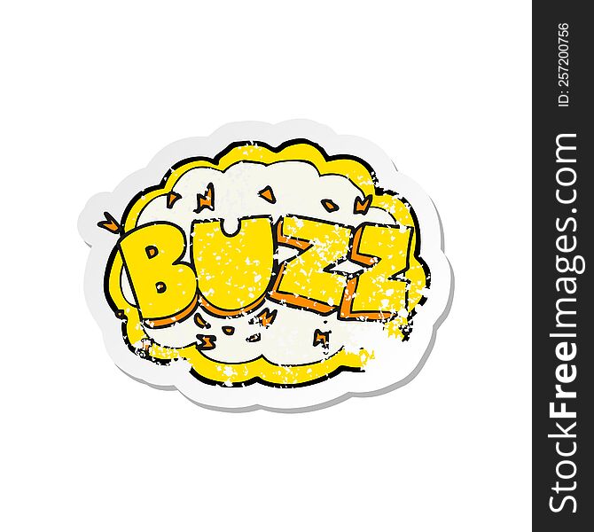 retro distressed sticker of a cartoon buzz symbol