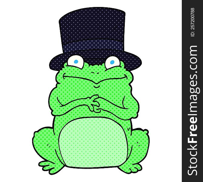 freehand drawn cartoon frog in top hat