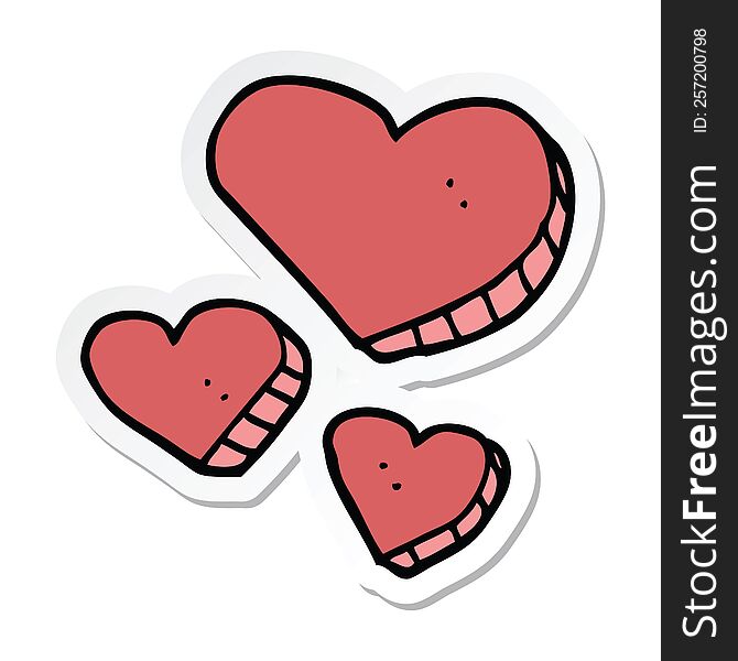 sticker of a cartoon love hearts