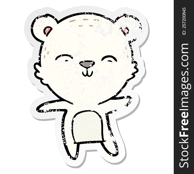 Distressed Sticker Of A Happy Cartoon Polar Bear Dancing