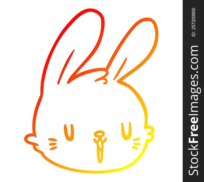 warm gradient line drawing of a cartoon rabbit face