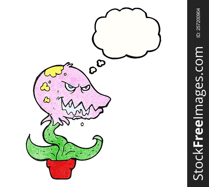 Thought Bubble Textured Cartoon Monster Plant