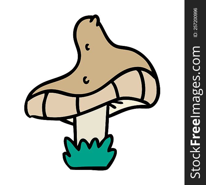 Cartoon Doodle Of A Single Mushroom