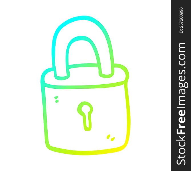 cold gradient line drawing of a cartoon padlock