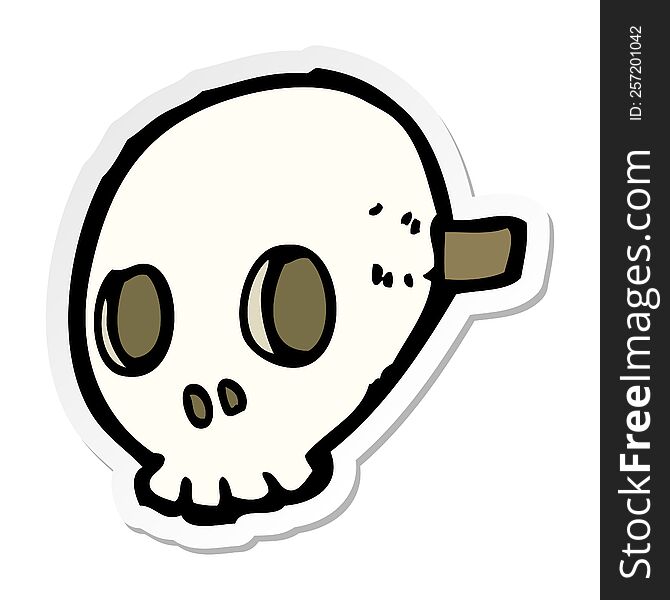 Sticker Of A Cartoon Skull Mask