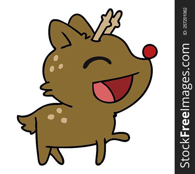 cartoon of cute red nosed reindeer