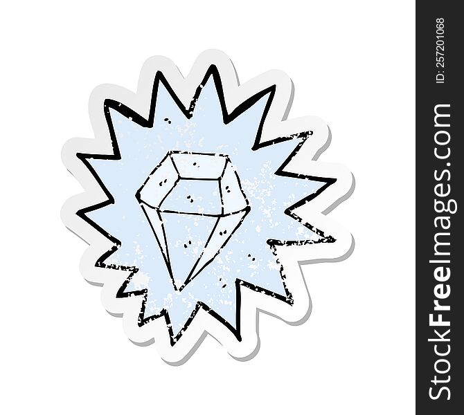 Retro Distressed Sticker Of A Cartoon Huge Diamond