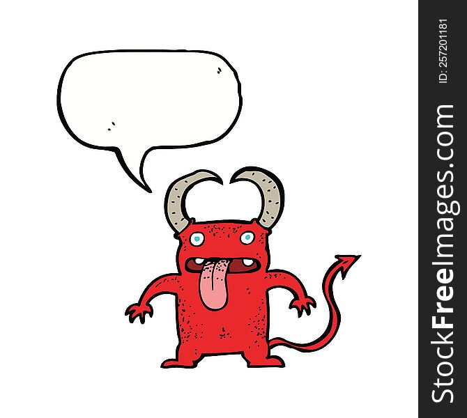 Cartoon Little Devil With Speech Bubble