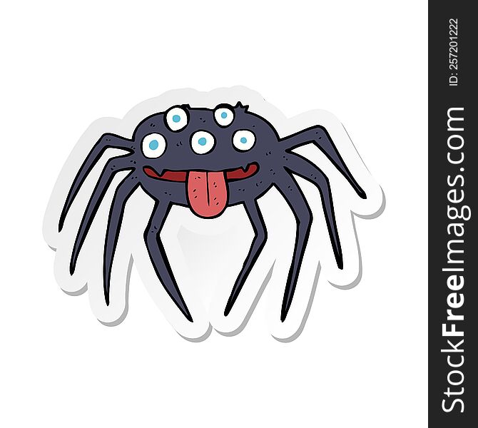 sticker of a cartoon gross halloween spider