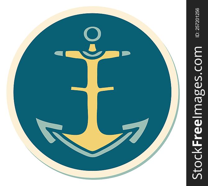 tattoo style sticker of an anchor