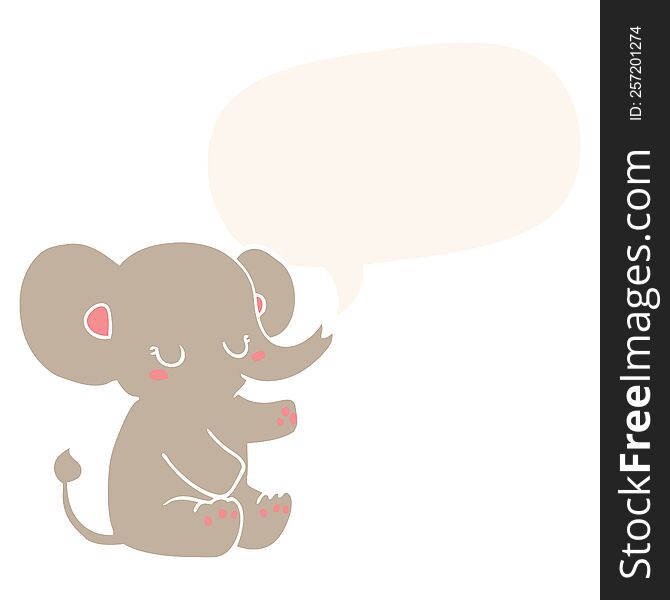 Cartoon Elephant And Speech Bubble In Retro Style