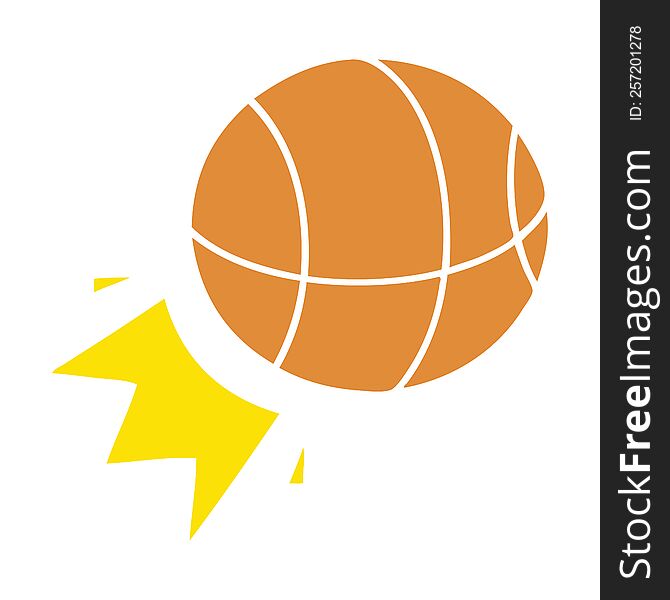 Flat Color Retro Cartoon Basket Ball