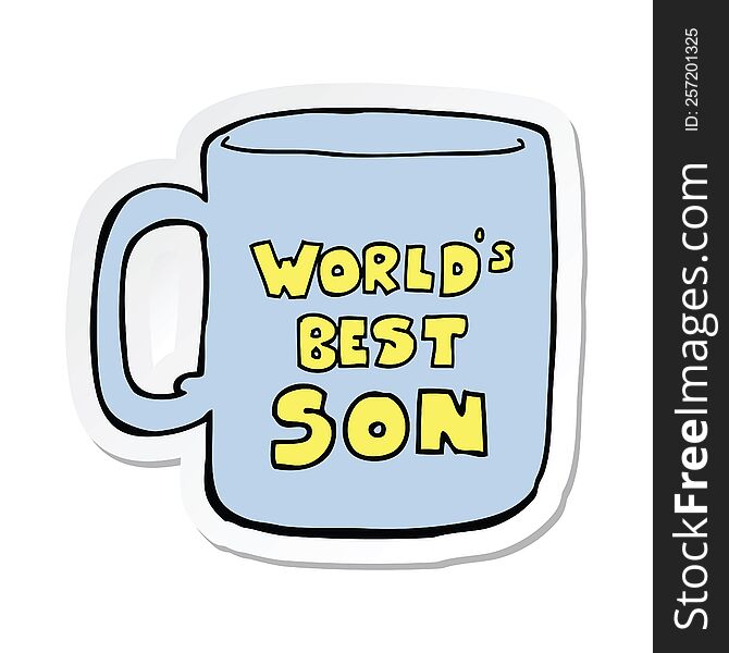 sticker of a worlds best son mug