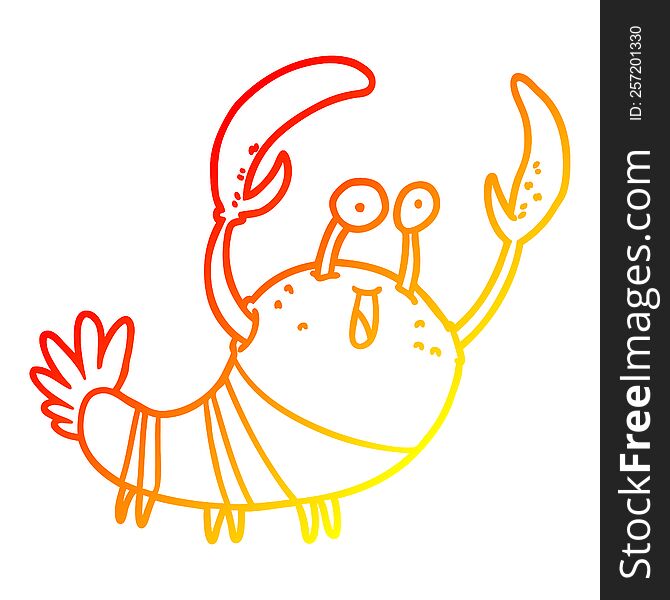 warm gradient line drawing of a cartoon lobster