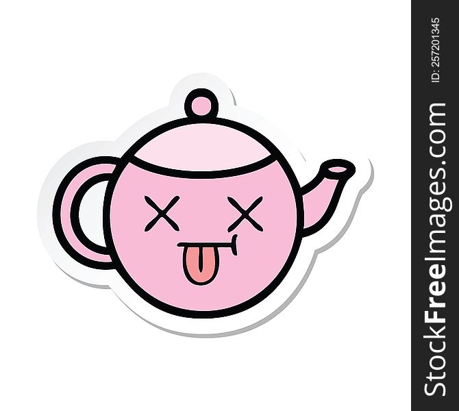 sticker of a cute cartoon teapot