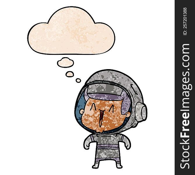 cartoon astronaut man with thought bubble in grunge texture style. cartoon astronaut man with thought bubble in grunge texture style