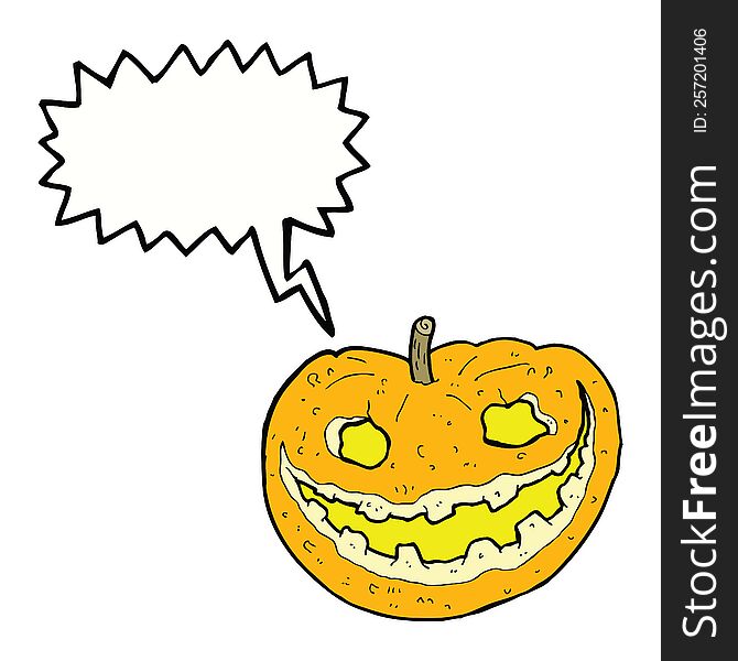 Cartoon Spooky Pumpkin With Speech Bubble