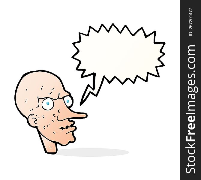 Cartoon Evil Old Man With Speech Bubble