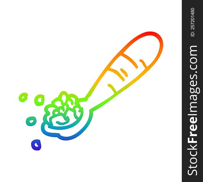 Rainbow Gradient Line Drawing Cartoon Spoon Of Cereal