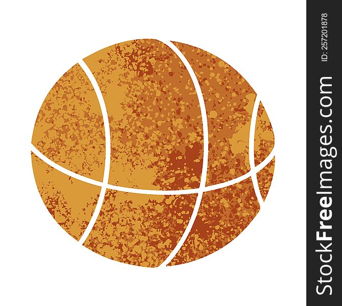 Retro Illustration Style Cartoon Basket Ball