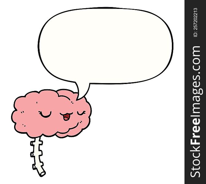 Happy Cartoon Brain And Speech Bubble