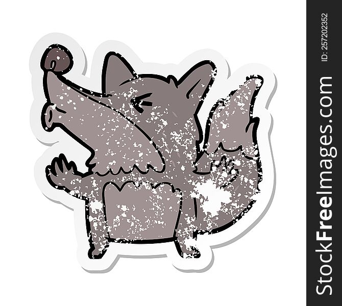 distressed sticker of a cartoon werewolf howling