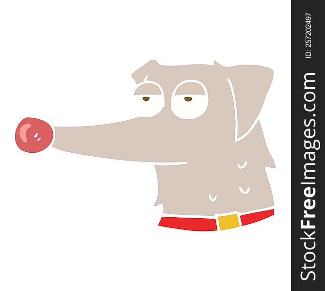 Flat Color Illustration Of A Cartoon Dog With Collar