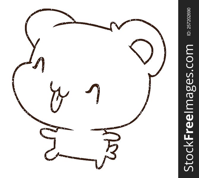 Cute Bear Charcoal Drawing