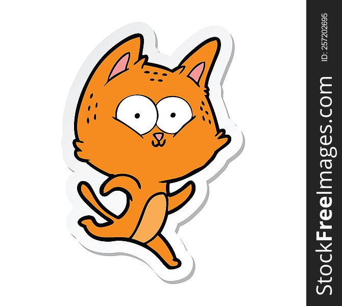 sticker of a cartoon cat running