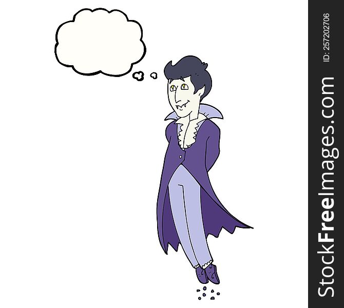 freehand drawn thought bubble cartoon vampire