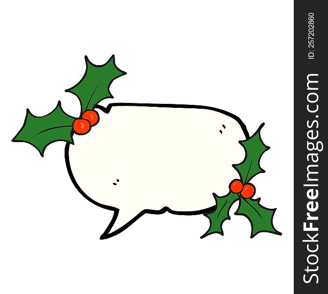 Speech Bubble Cartoon Christmas Holly