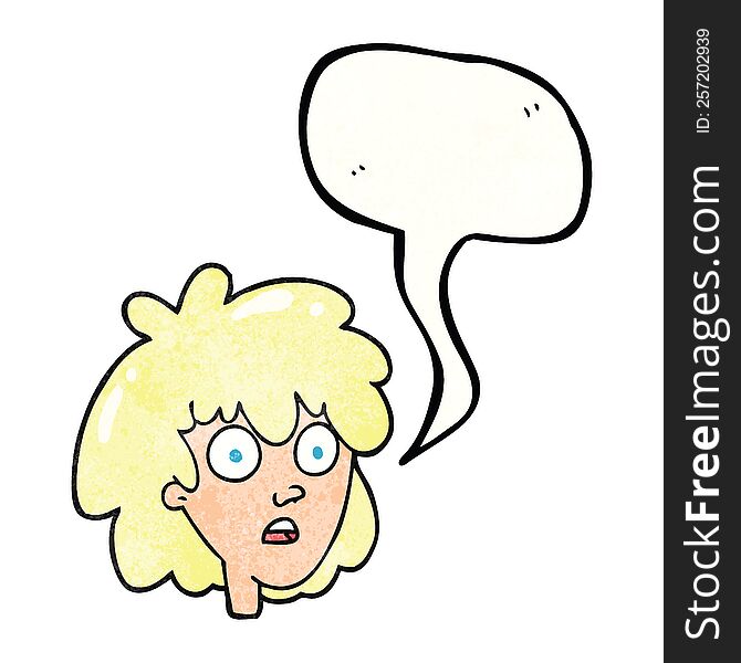Speech Bubble Textured Cartoon Female Face