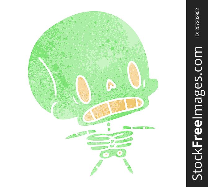 Retro Cartoon Kawaii Cute Dead Skeleton