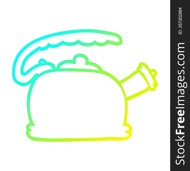 Cold Gradient Line Drawing Cartoon Whistling Kettle