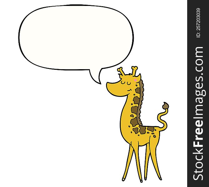 cartoon giraffe with speech bubble. cartoon giraffe with speech bubble